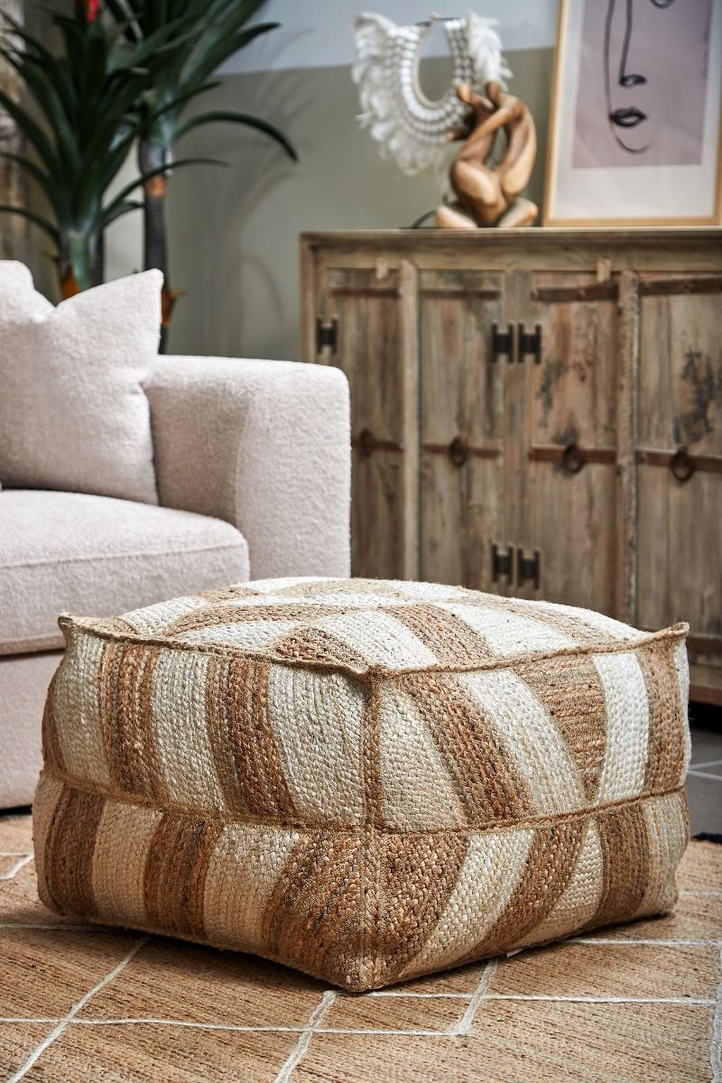 Savannah Jute Braided Pouf