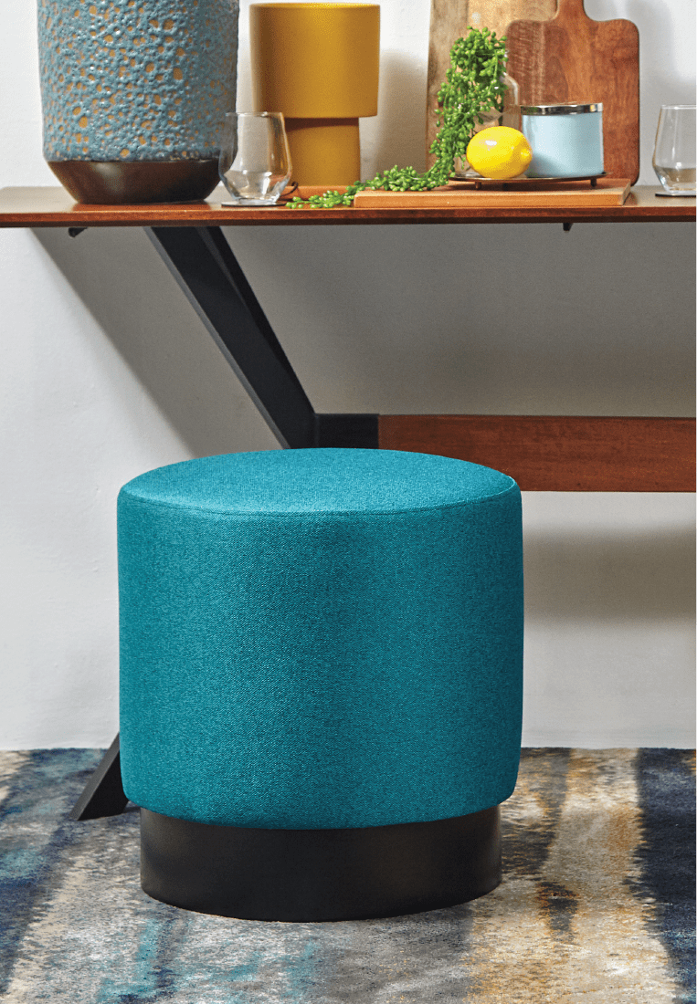 Danish Footstool - Aquamarine