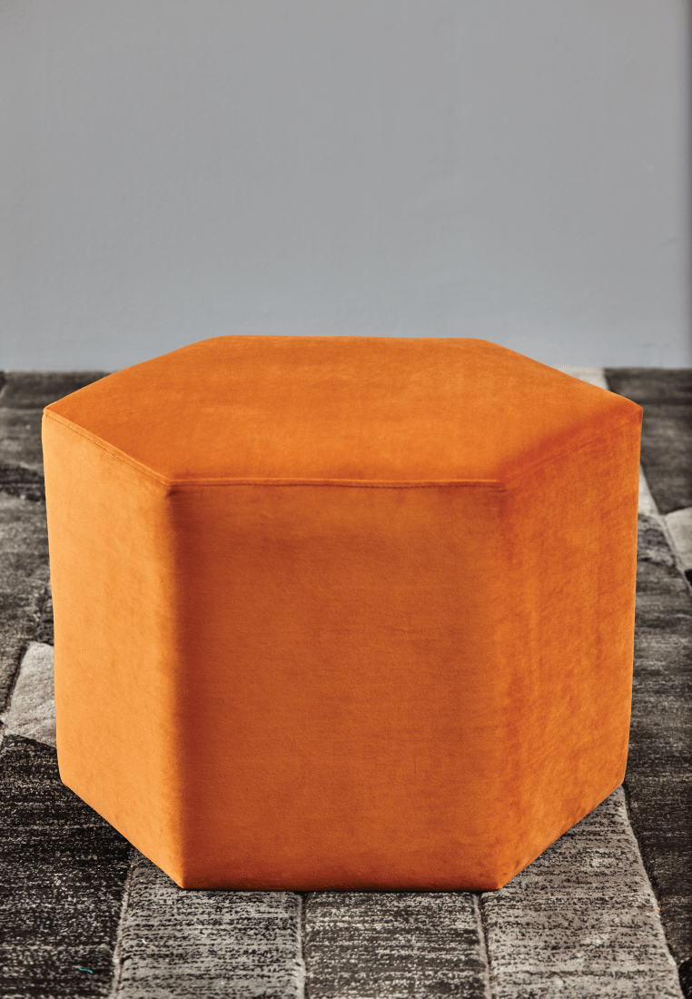 Day Hexagon Footstool - Tangerine