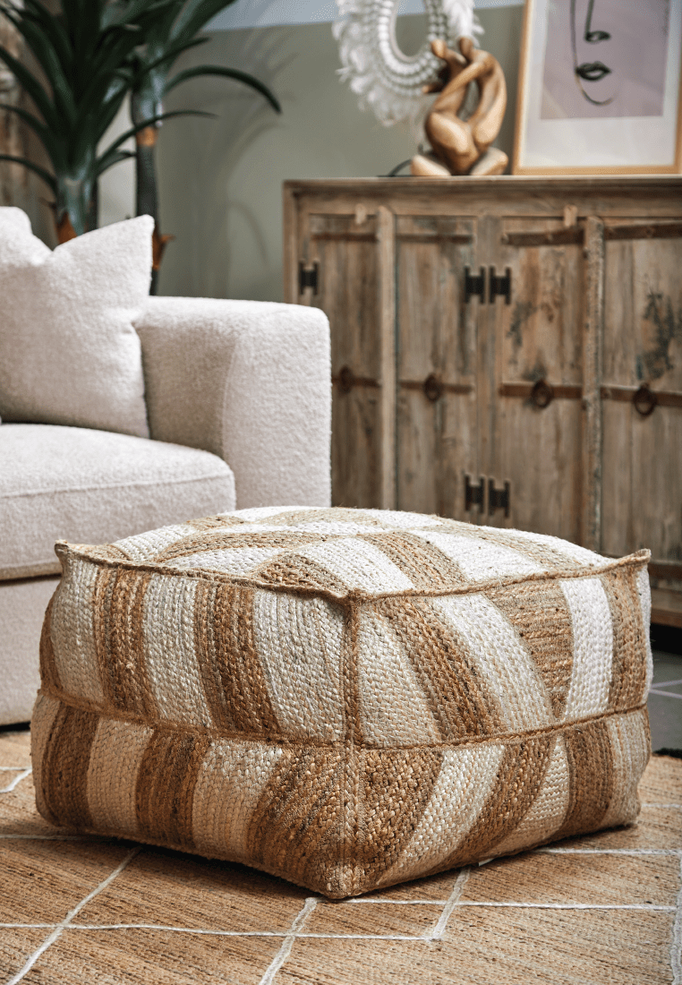 Savannah Jute Braided Pouf