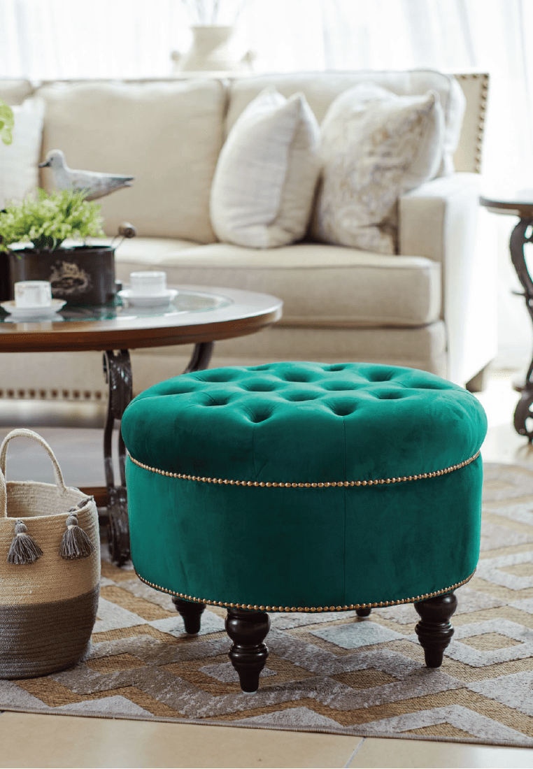 Sera Footstool - Velvet Green